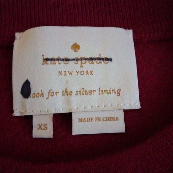 Kate Spade Women's Size XS Dark Red Fringe Wool Blend Sweater A Line Dress - Picture 7 of 11